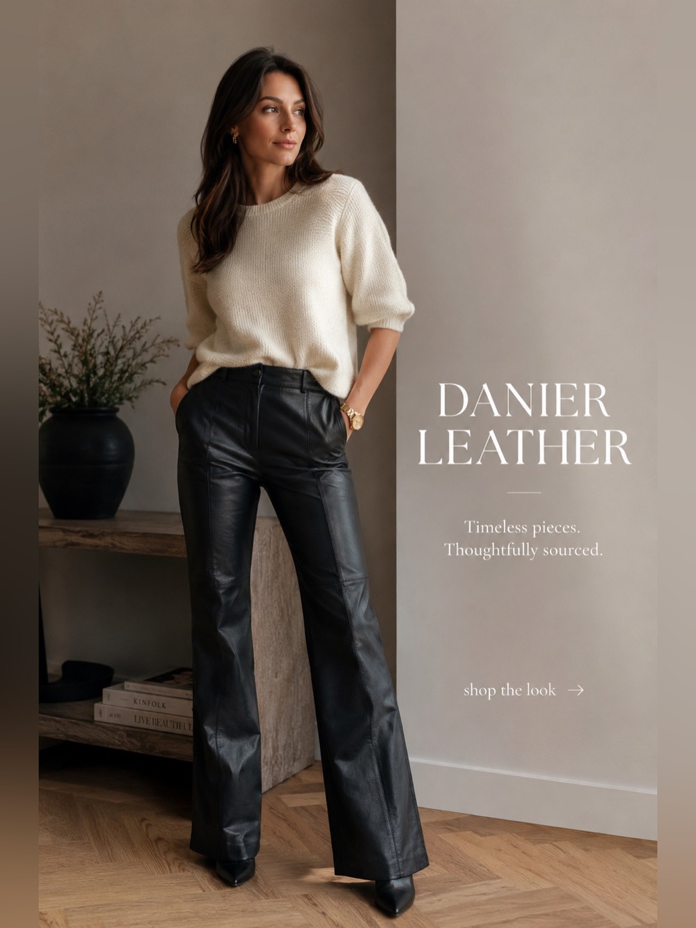 Danier Black Leather bootcut Pants